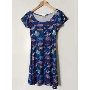 CowCow Blue Dinosaur Skater Dress